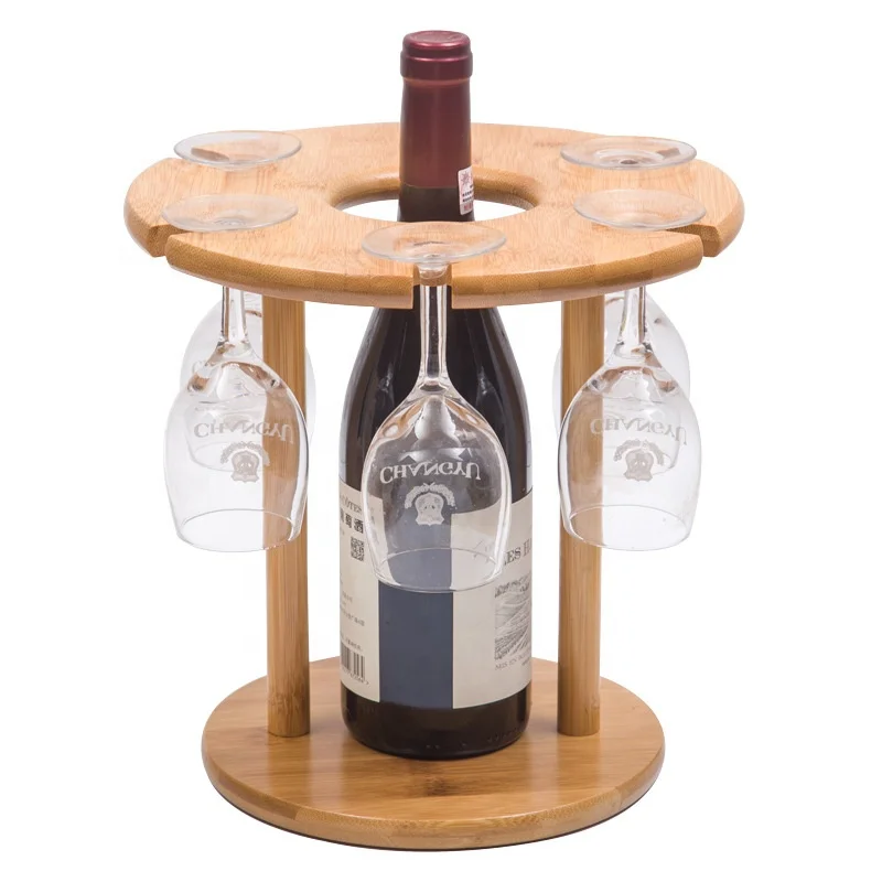 Bamboo wood wine rack hanging goblet rack upside down creative household wine rack with Glass Cup Holder