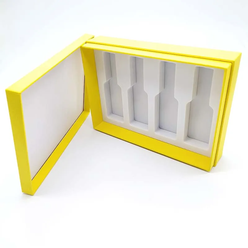 Рекламная Роскошная золотая картонная упаковка для косметических кремов на 4 бутылки, Высококачественная подарочная коробка для косметики с принтом