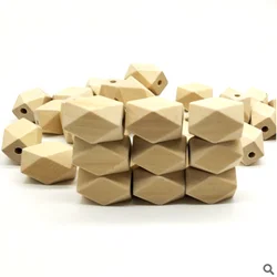 Hot sale natural unfinished wooden hexagon Beads large wooden geometric beads