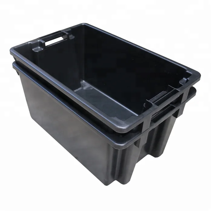 QS logo Stackable and Nestable Crate plastic container outdoor storage plastic bins with lids or not
