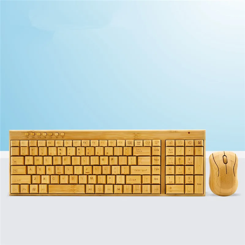 2018 Новая беспроводная клавиатура и мышь из натурального бамбука 2,4 ГГц