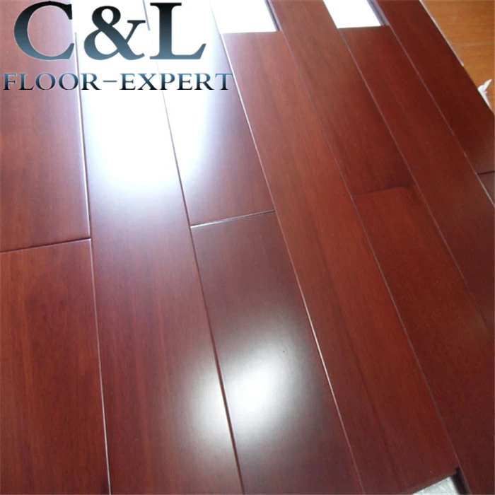 African prefinished smooth parquet santos mahogany solid wood flooring