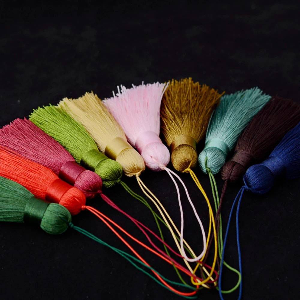 LONGJIE оптовая продажа бесплатный образец 7 см нейлоновая декоративная шелковая кисточка для изготовления ювелирных изделий
