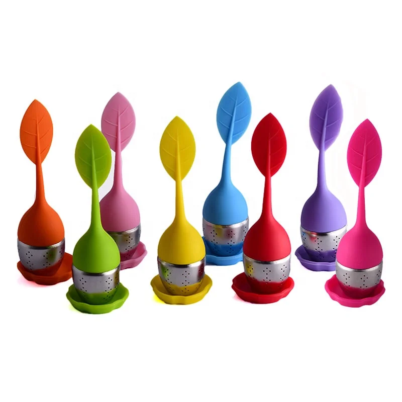 Leaf Shape Silicone Tea Filter 304 Stainless Steel Anti Heat Tea Infuser Tea Strainer