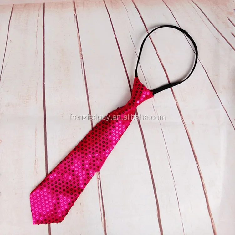 Adjustable Disco Sparkly Sequin Neck Party tie With Zipper For Party Favor