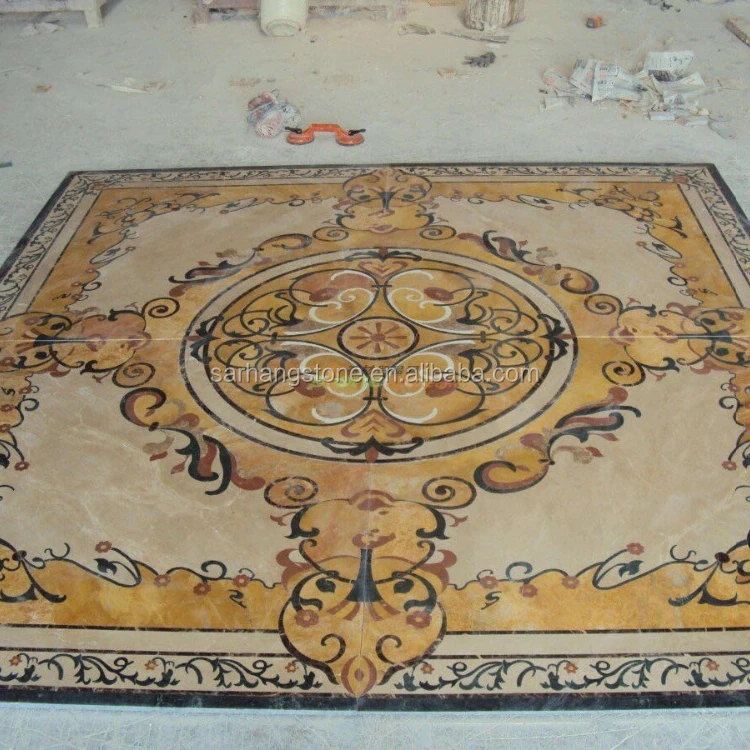 Waterjet cut marble tiles made with natural stone