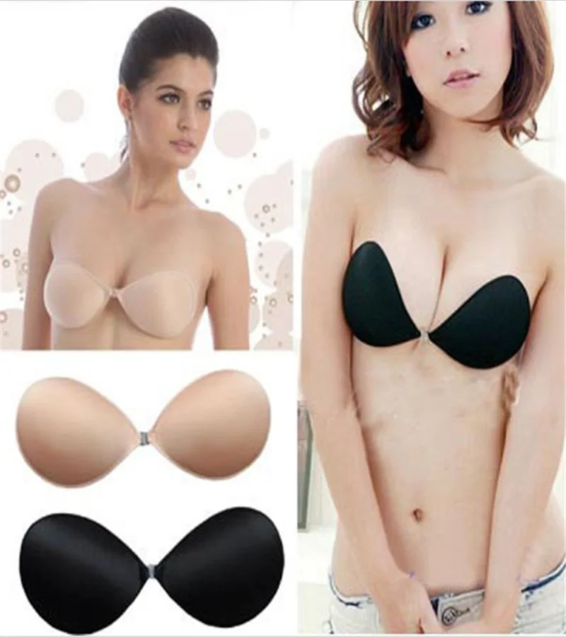 Hot sale fabric big A, B, C, D, E, F size adhesive strapless silicone invisible thin FREE bra CB001