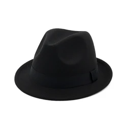 Cheap Fedora Classic Jazz hat With Black Ribbon stingy brim fedora hats
