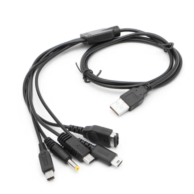 5in1  USB  Charging Cable for Nintendo Wii U 3DS NDSi XL Dsi PSP 3000 GBA