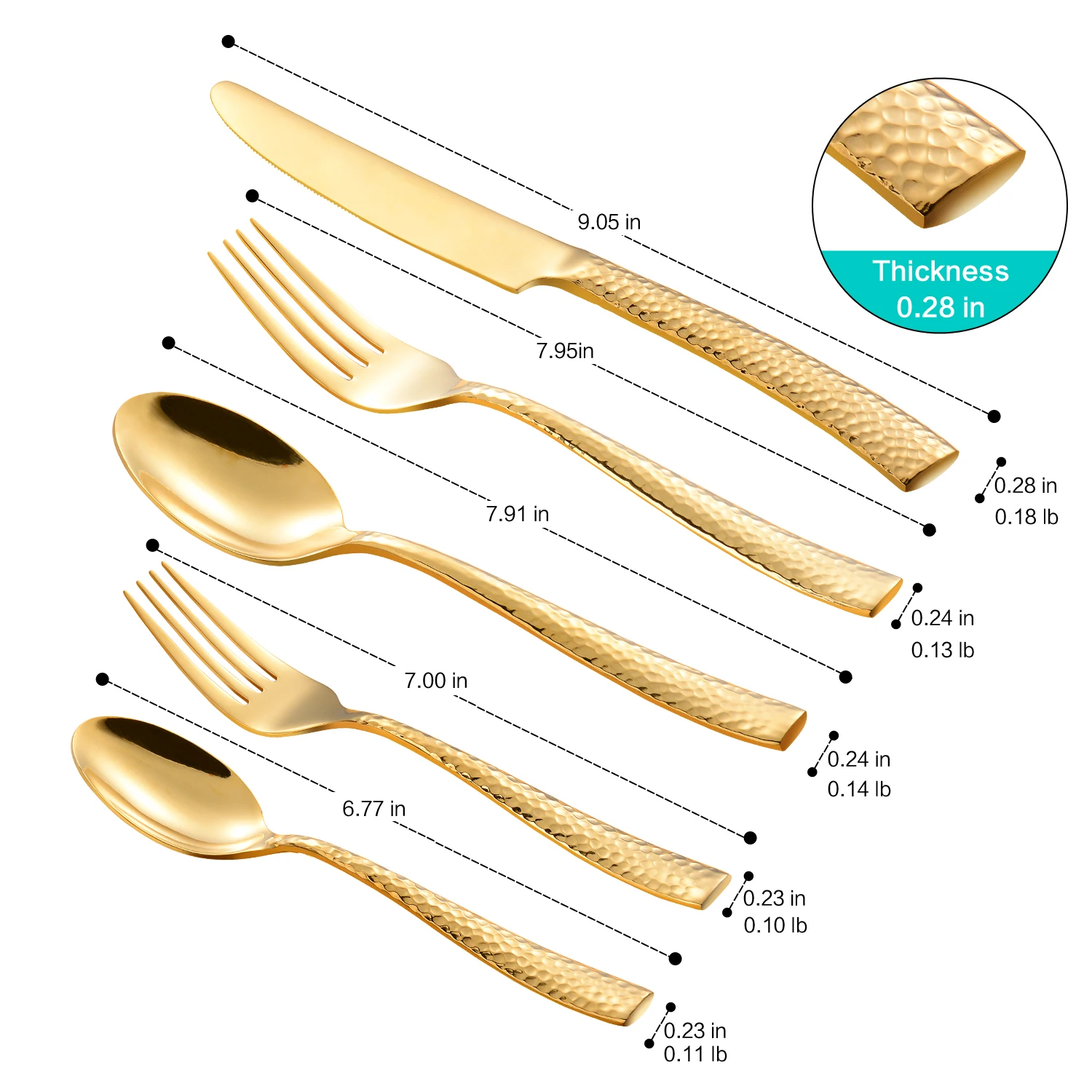 DEACORY Wholesale restaurant stainless steel hammered gold cutlery flatware silverware set for wedding
