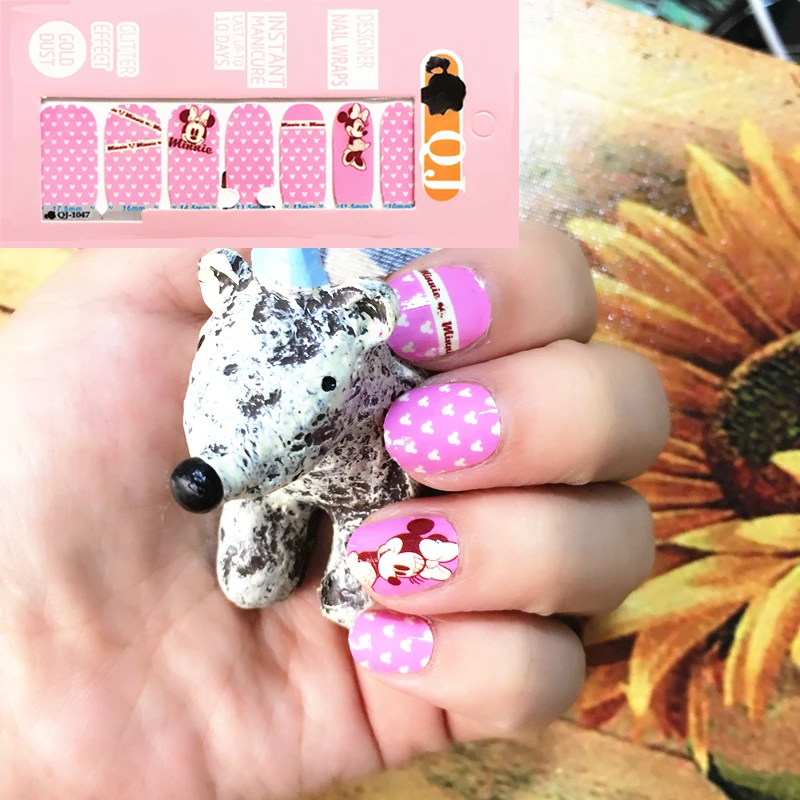 Pink White Cartoon Mouse child Nail Arts Nail Sticker Waterproof Nail Decal Sticker Gel Polish French