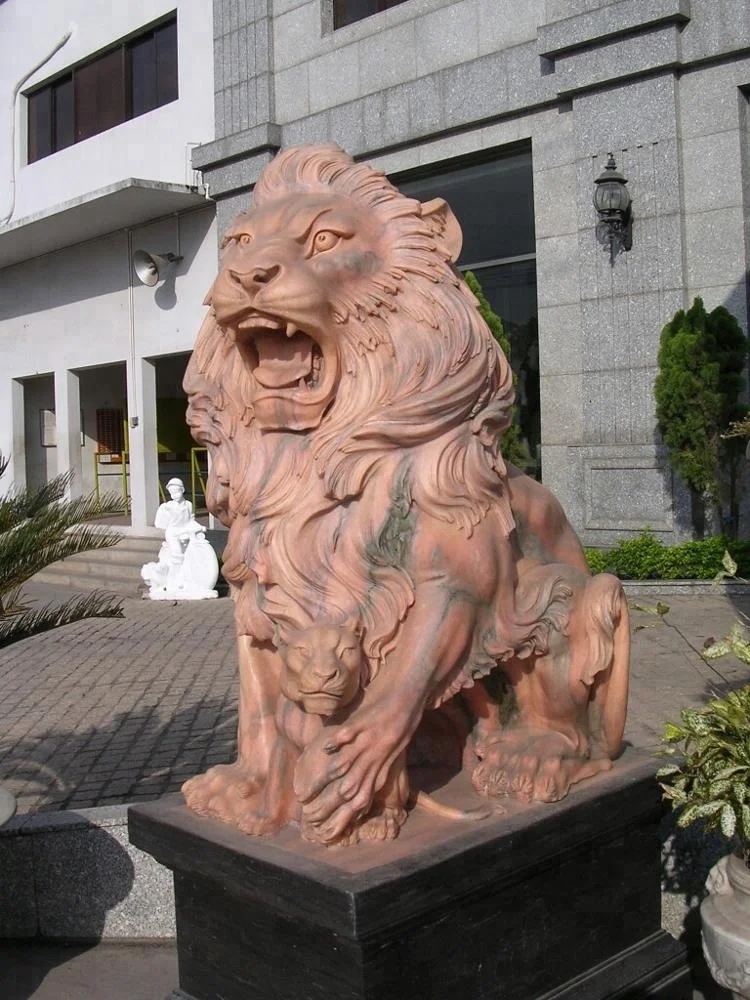 Hand carved garden large size stone animal lion sculpture WY-SS6 Onlyart