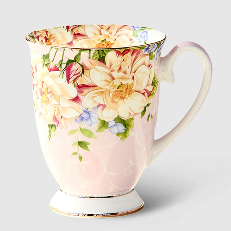 Christmas souvenir coffee mug gift fine bone china mini coffee mug gold rim handle barrel mug