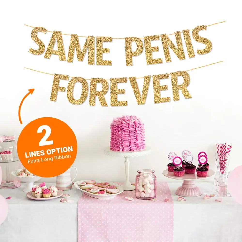 Umiss Gold Same Penis Forever Banner for Bachelorette Party Decorations Set, Hen Party Banner Sign and Bridal Shower Supplies