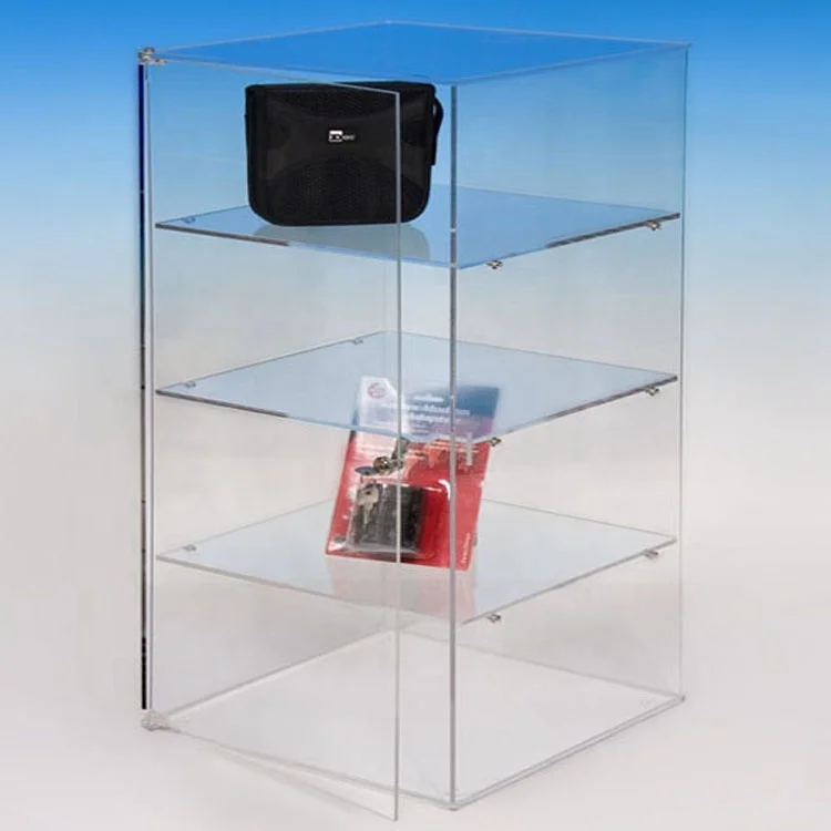 Factory custom clear acrylic camera watch display case fashional jewelry display cabinet with lock