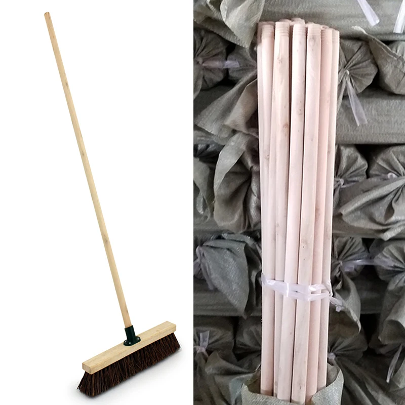 Natural broom handles stick  long handle thread push brush broom broom garden  cleaning natural wooden curtain rod