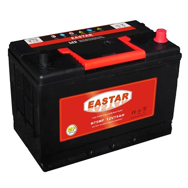 Высококачественная Стандартная автомобильная аккумуляторная батарея JIS MF 12 в 75 Ач