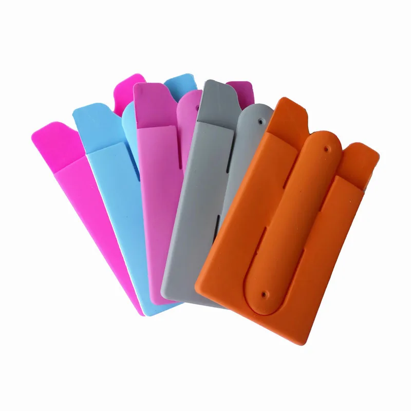Silicone Cell Phone Custom Wallets with Stand and earphone clip Silicone Adhesive Custom Wallets