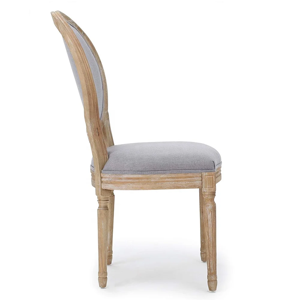 Hot Sales French Style Solid Wooden Frame Antique Round Back Dining Room Louis Chair