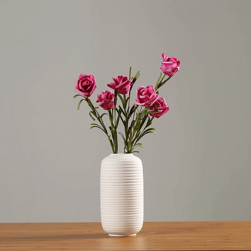 
Factory Supply Elegant Super White Ceramic Porcelain Flower Vase Ceramic Modern Chinese Cylindrical Shape Home Decor 