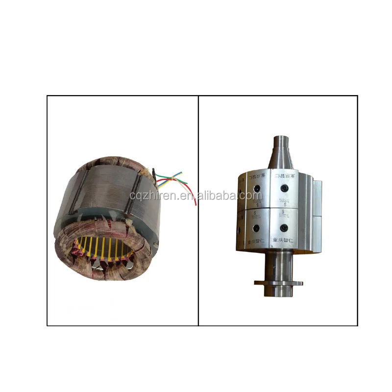 brushless rare earth permanent magnet generator stator and rotor