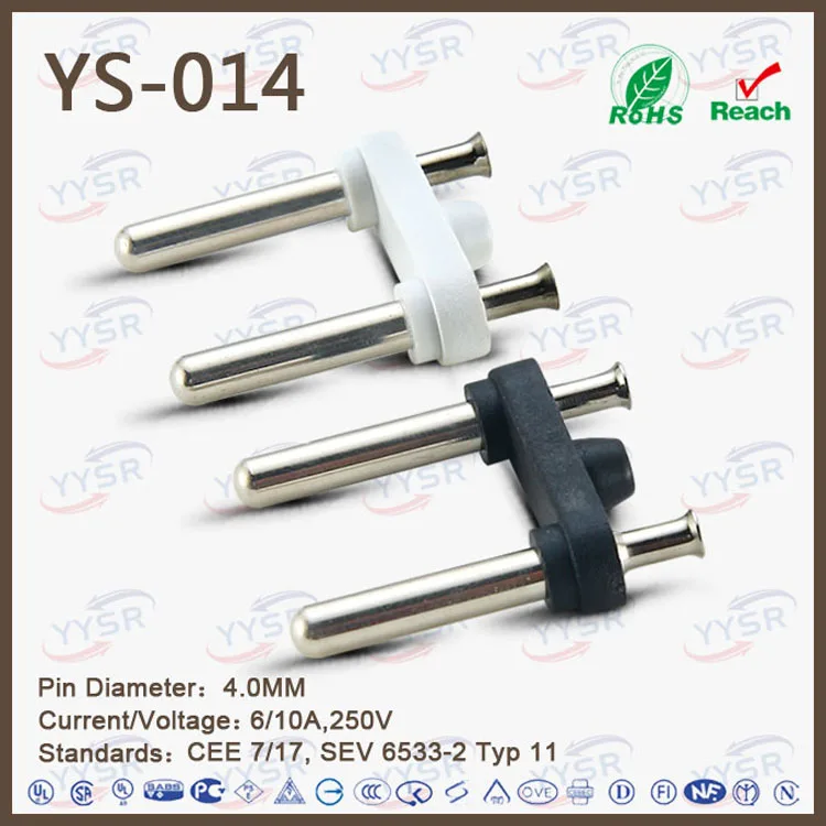 mid-east plug insert(YS-014 4.0MM 6/10A hollow plug)for cord set
