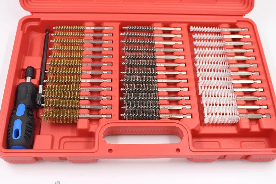 
38pcs Nylon Stainless Steel Wire Brass Brush Wire Tube Clean Engine Wire Tube Cleaning Brush 