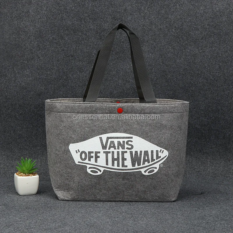 Wholesale felt tote shopping bags, felt handbag with customized brand printing