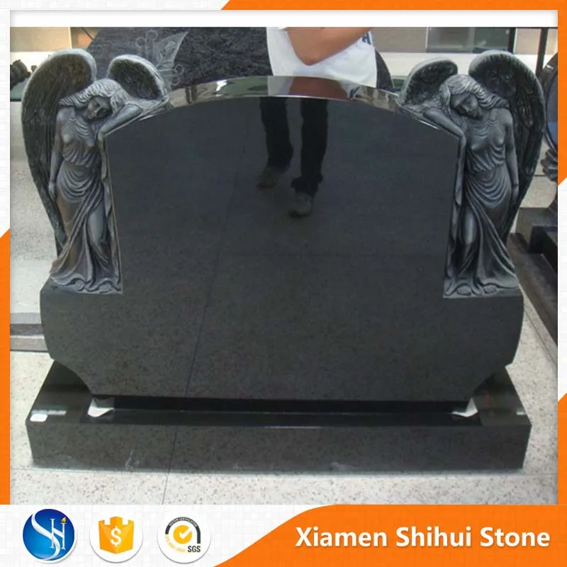 Door to door China funeral black granite angels monument and headstones