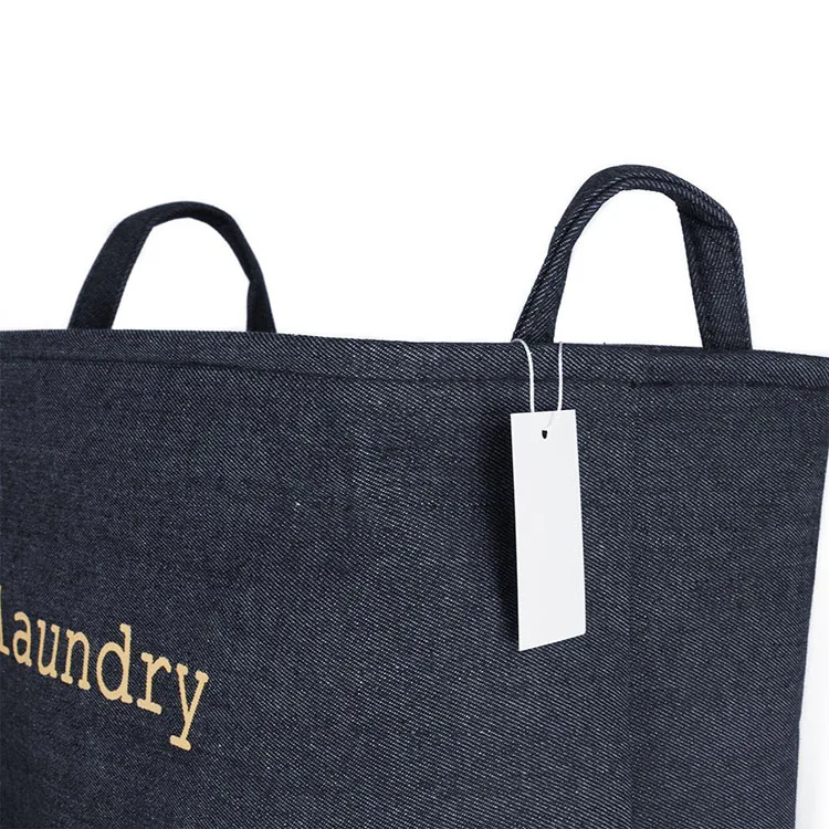 Custom Oem Fabric Folding Bathroom Laundry Basket 100% Cotton Liner With Handle Big Laundry Sorter
