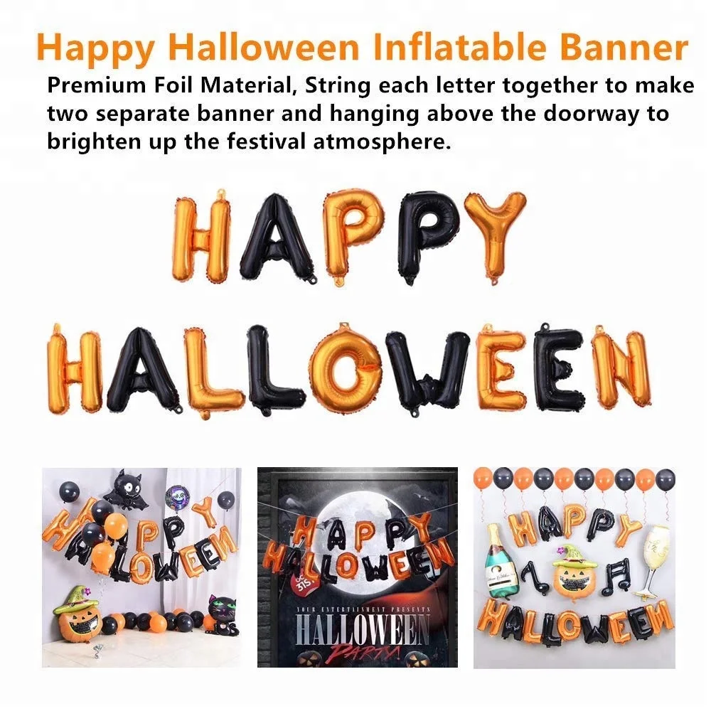 
Halloween Balloons decorating kit Banner Latex Balloons Paper Garlands Star Pumpkin Bat Inflatable Halloween Party Decoration 