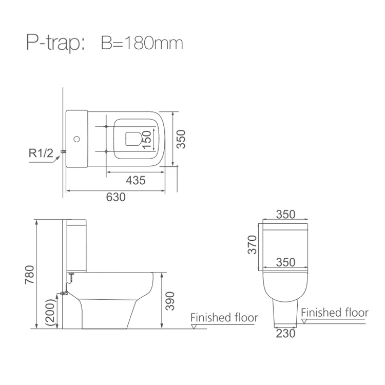 HUIDA China Factory Sanitary Ware Ceramic Toilet Bathroom Close-Coupled Toilet