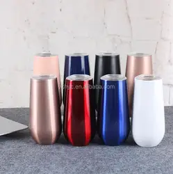 Stainless steel Custom 6 oz (ounce) Champagne Tumbler Cup Flute Mug,  Stainless Steel Stemless Wine Glass Tumbler