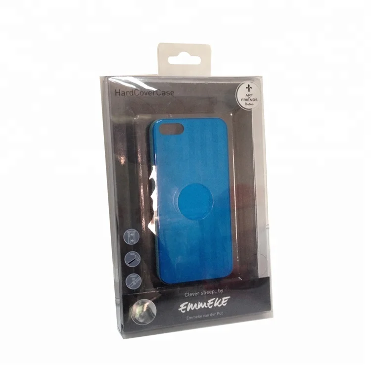 Custom Printed Blister Clear Plastic PVC Mobile Phone Case Packaging Box with Euro Hook Hanger
