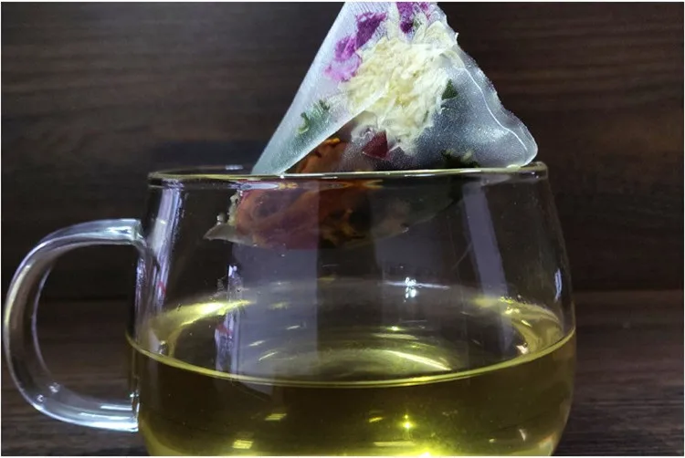 
Biodegradable triangle empty pyramid shape nylon mesh drawstring tea bag 6.5*8cm 