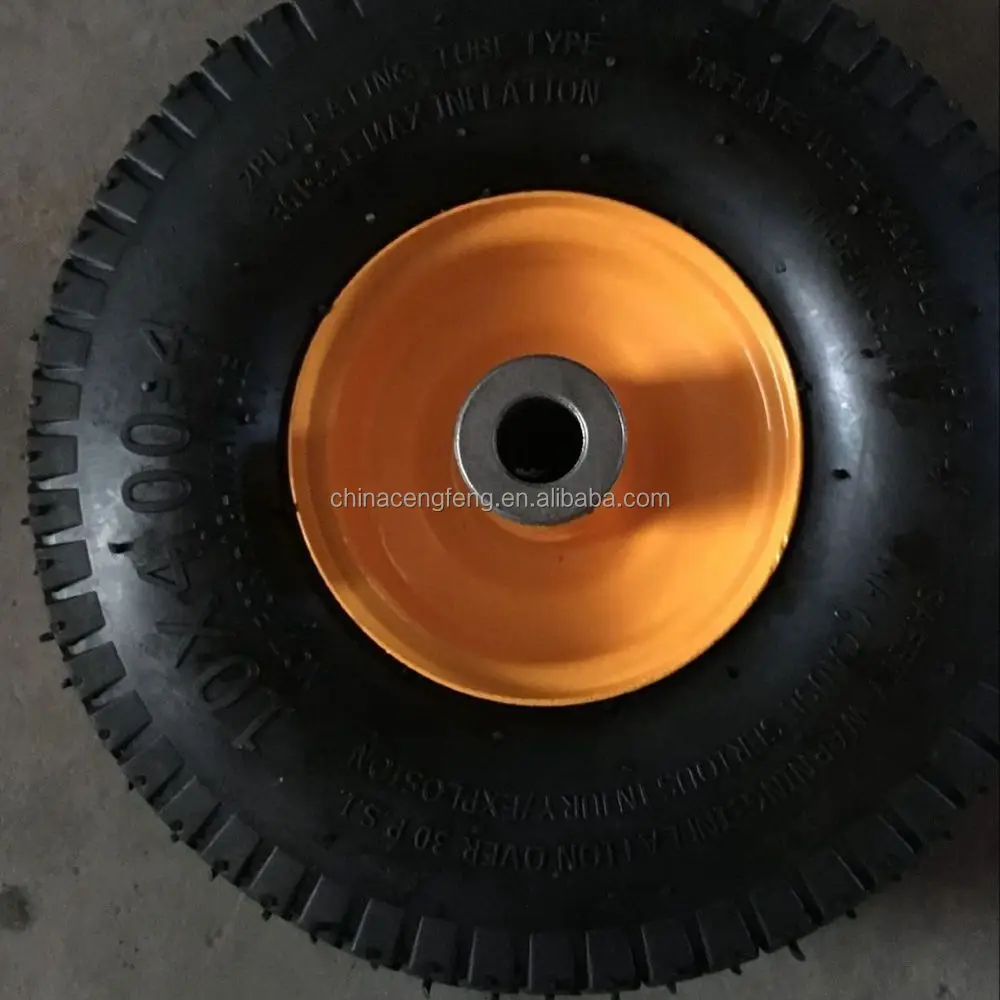 
pneumatic rubber wheel 10x4.00-4 inflatable wheel turf pattern 
