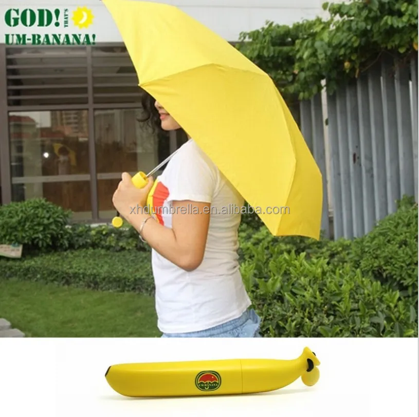 19 inch 6k yellow banana umbrella and folding umbrella with banana bottle