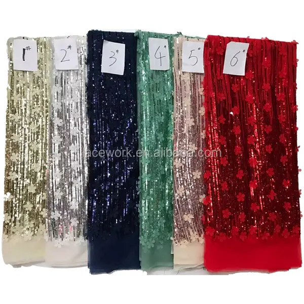 Sequin Embroidery Tulle lace fabric/african sequin lace fabric/french sequin mesh embroidery lace fabric