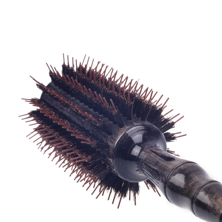 EUREKA 28034-55PA-B Salon Engraved Wooden Bristle Round Hair Brush UV Painting Surface Barrel Detangle Brush