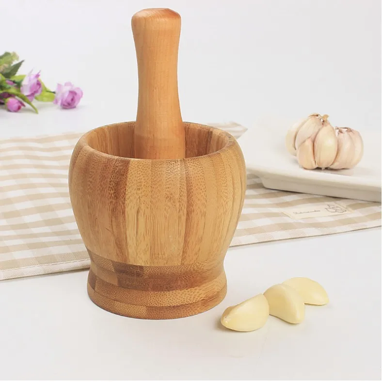 Natural bamboo mortar and perstle