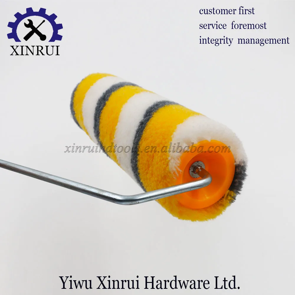 High Quality Paint Roller Brush with Yellow Gray White Bar for Wall Painting