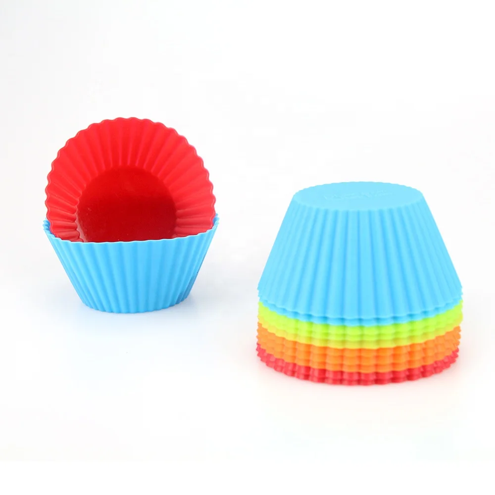 Wholesale Baking Tools Round Shaped Customized Size Colorful Food-grade Silicone  Muffin Cups Cake Molds