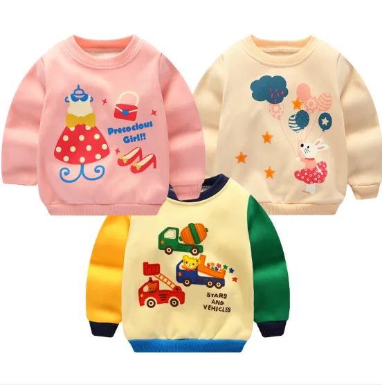 
2018 New arrival winter Sweatshirt Plus velvet thickening long sleeve baby sweatshirt 