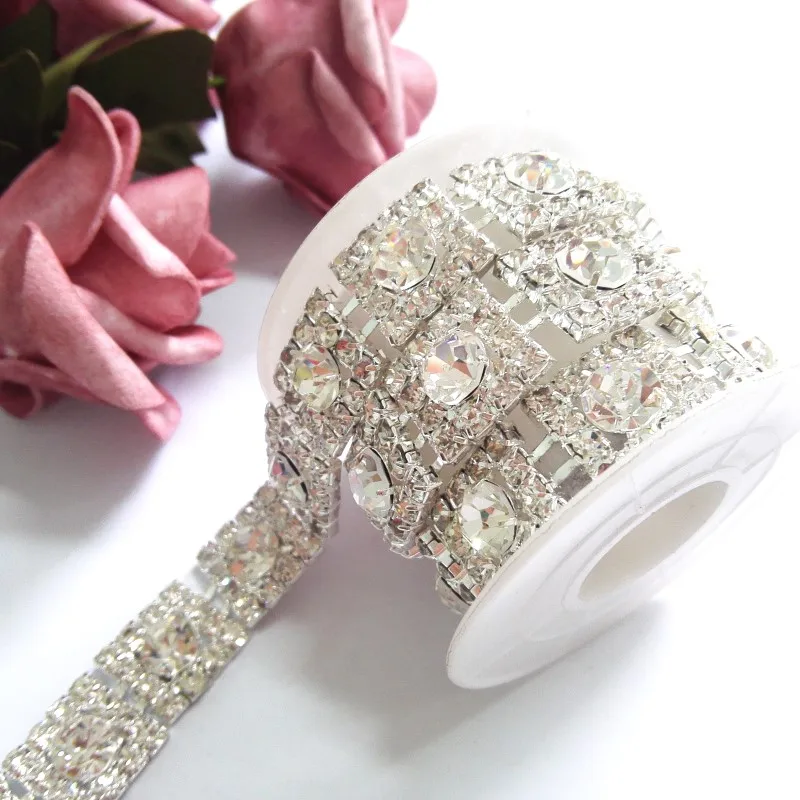 Wedding Decoration Clear Glass Crystal Dress Trim Chains for Costume