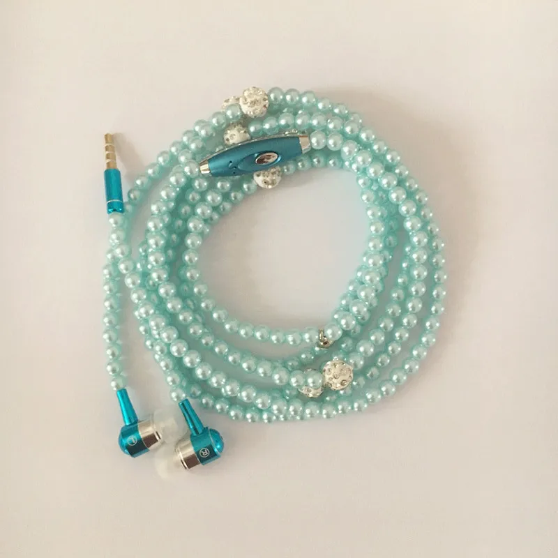 Hot Fashion  Jewelry Pearl Necklace Earphone Heavy Bass HIFI Earbuds Stereo Music headphones