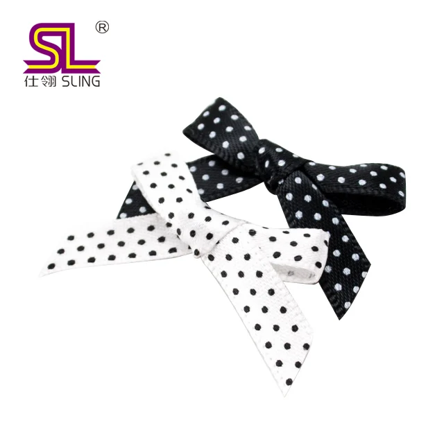 Printed mini Ribbon Bows Adhesive Satin  Small Pre Made Bow