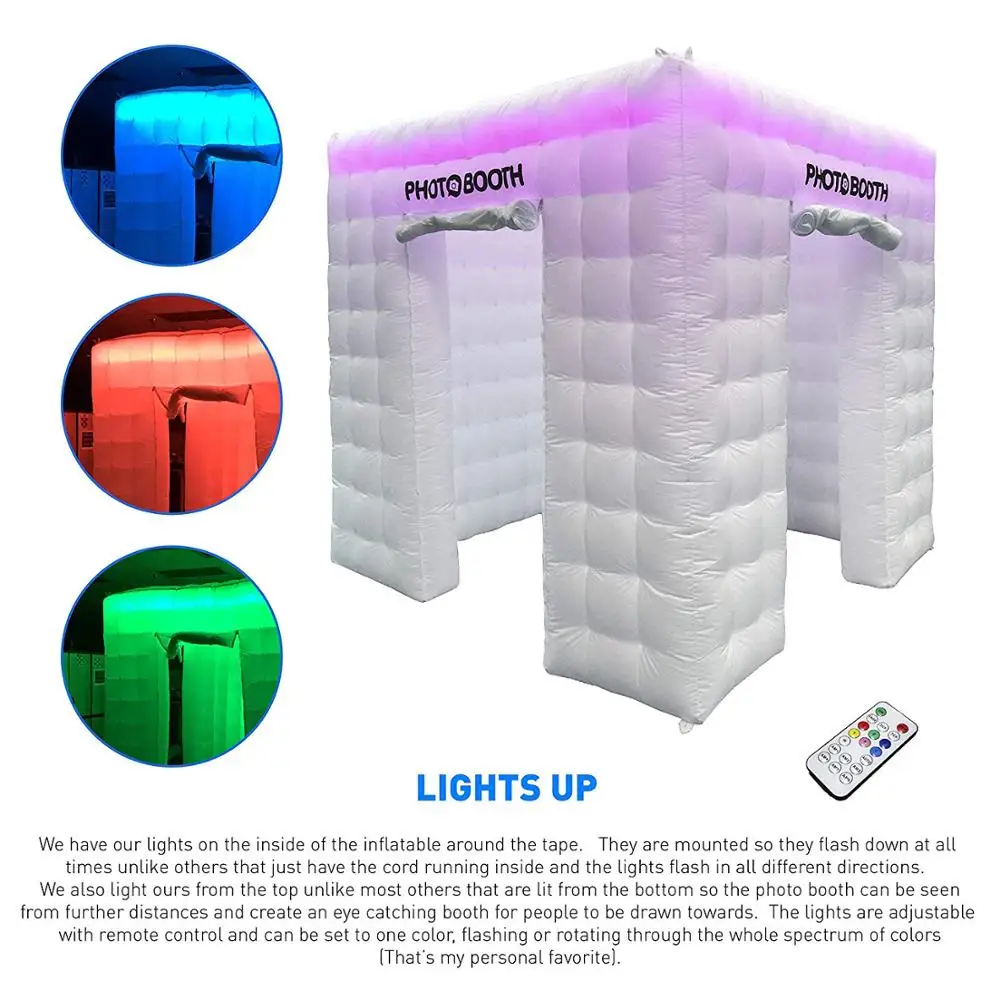 
Big Size 16 color changeable high quality RGB Led Light Cheap Inflatable Air Booth 