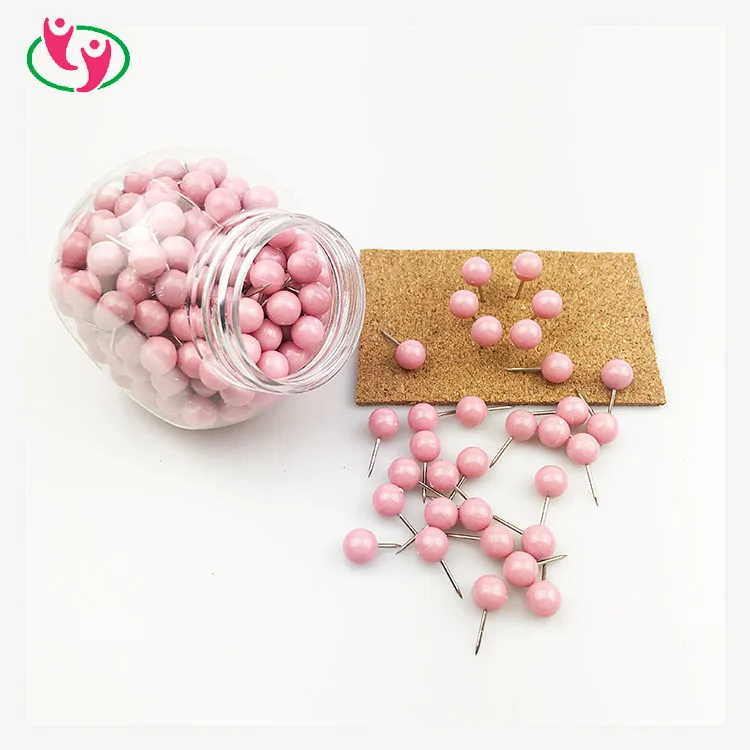 Детская Розовая Круглая шаровая Головка с пластиковыми нажимными штифтами из нержавеющей стали
