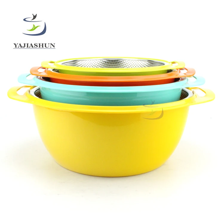 Wholesale Wire Mesh Strainer Stainless Steel Rice Colander Sieve Plastic Vegetable Fruit Basket For Kitchenware