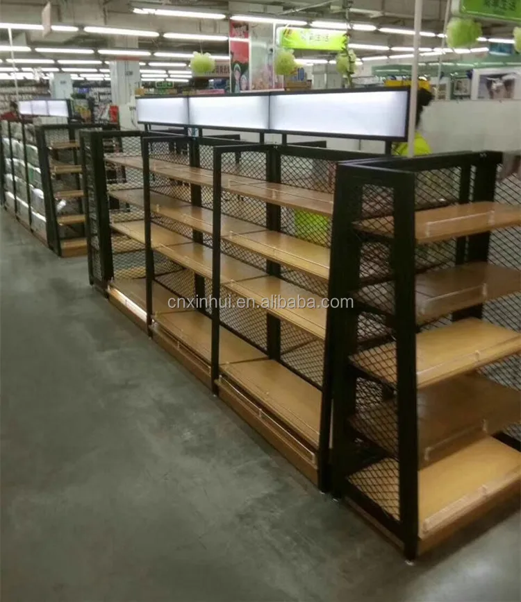 Supermarket wood gondola shelving,retail shop design gondola shelf,customized gondola rack